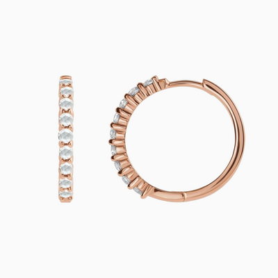 14k Rosecut Diamond Hoops, 1/3 CTW, 20mm. Available in yellow, white and rose gold.