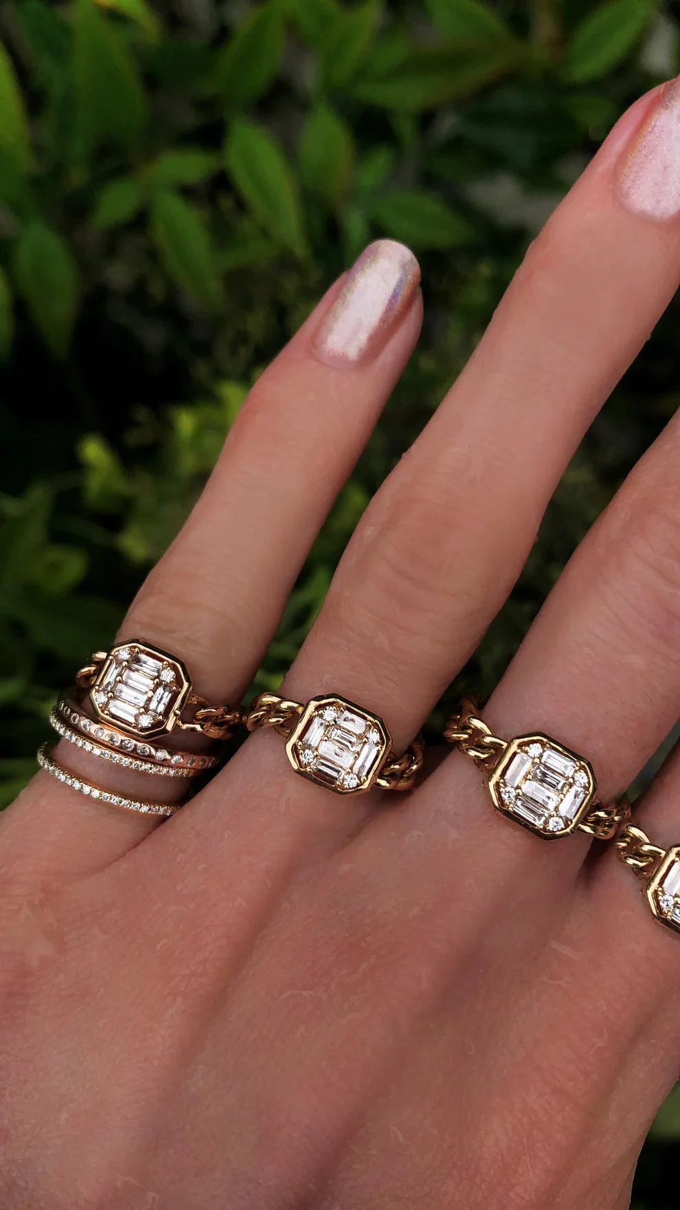 Diamond Baguette Chain Ring