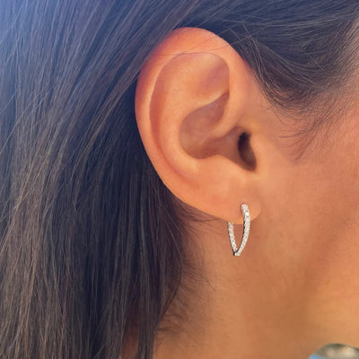 Diamond Point Inside-Out Hoop Earrings