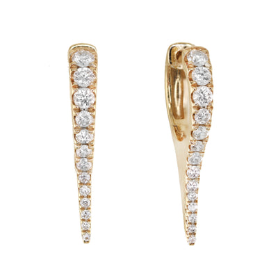 14kt gold single diamond mini spike hoop  0.50 CTW natural diamonds sold as a pair 8mm down