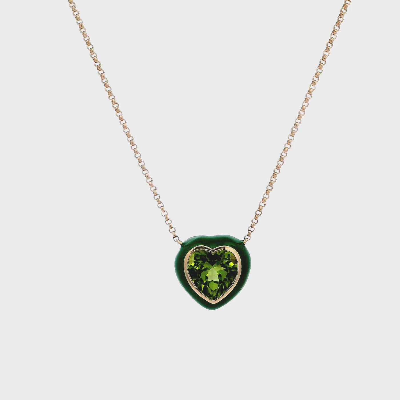 Enamel Heart Peridot Necklace