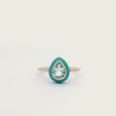 Pear Topaz Enamel Ring