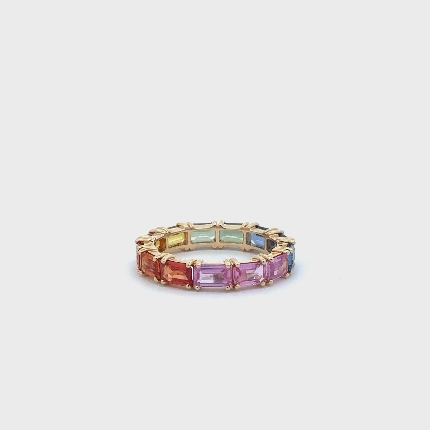 Rainbow Sapphire Baguette Stacker