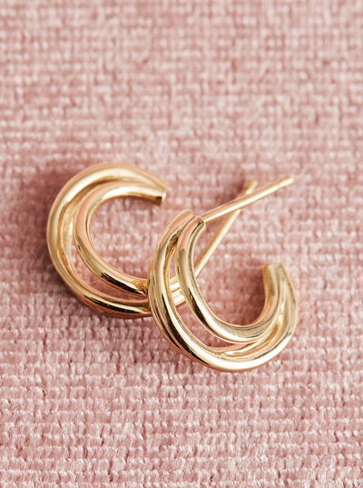 Gold Triple Layer Hoops