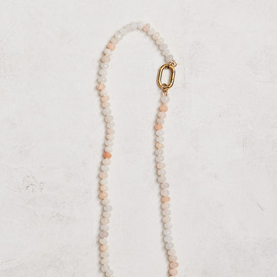 18.5" 6mm natural aventurine hand-knotted on ivory silk with gold-filled findings and connector.