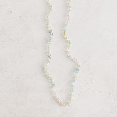 16" faceted aquamarines hand-knotted on ivory silk, gf toggle clasp. Handmade by Nicole Gerulat.