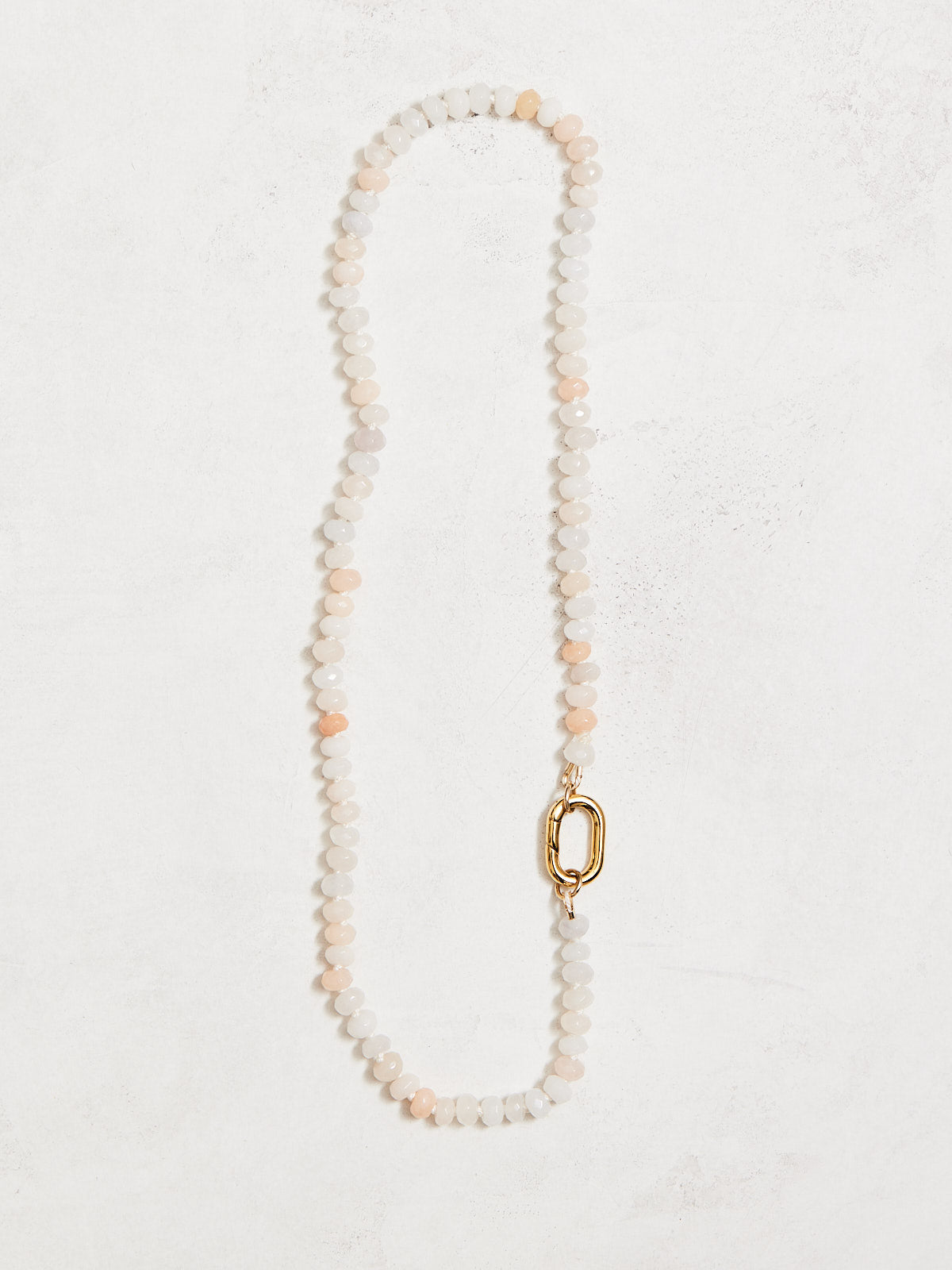 18.5" 6mm natural aventurine hand-knotted on ivory silk with gold-filled findings and connector.