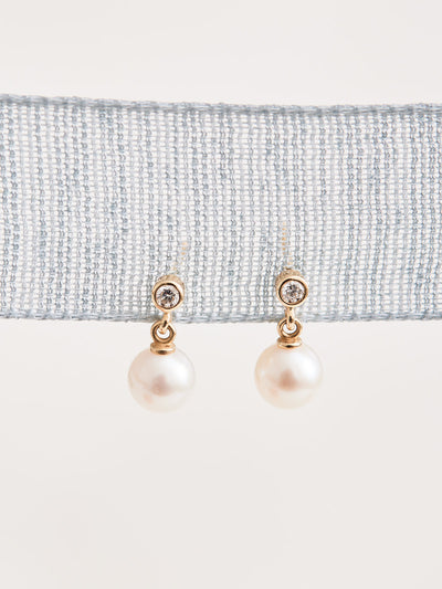 Akoya Pearl & Diamond Drop Earrings