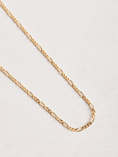 14K Yellow 3 mm Figaro Chain Necklace, available in different lengths.