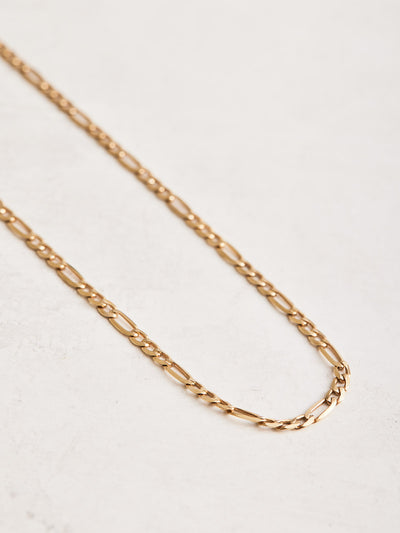 14K Yellow 3 mm Figaro Chain Necklace, available in different lengths.