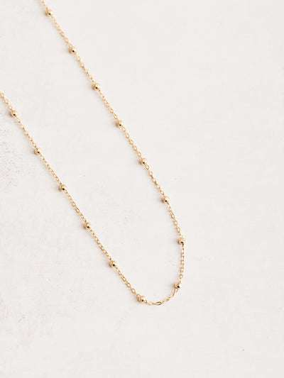 1.7mm 14k Gold Faceted Beads Chain Necklace, available in different materials and lengths.