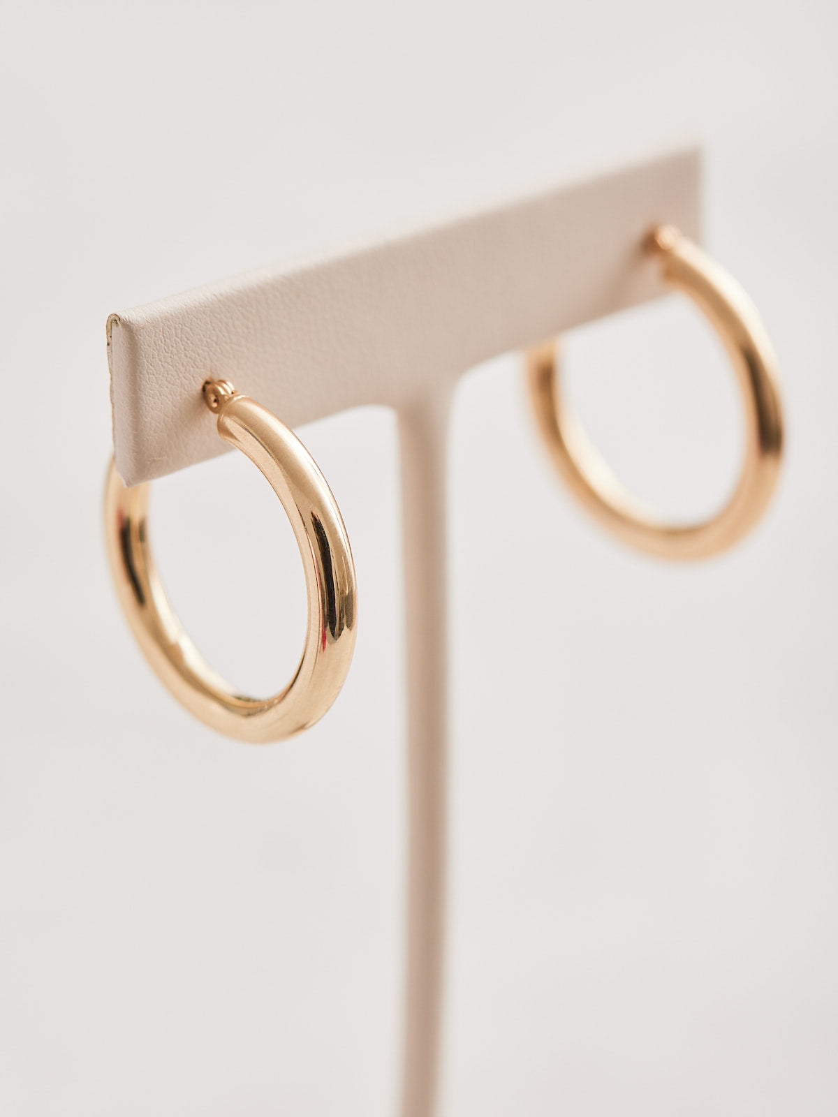 Big Hoop Energy Tube Earrings. Super lightweight and 14k gold, sold in 3 sizes.