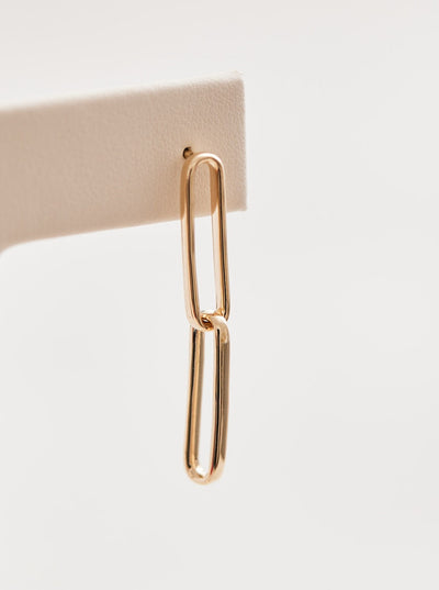 14k gold paperclip drop earrings, available in yellow, rose & white gold.